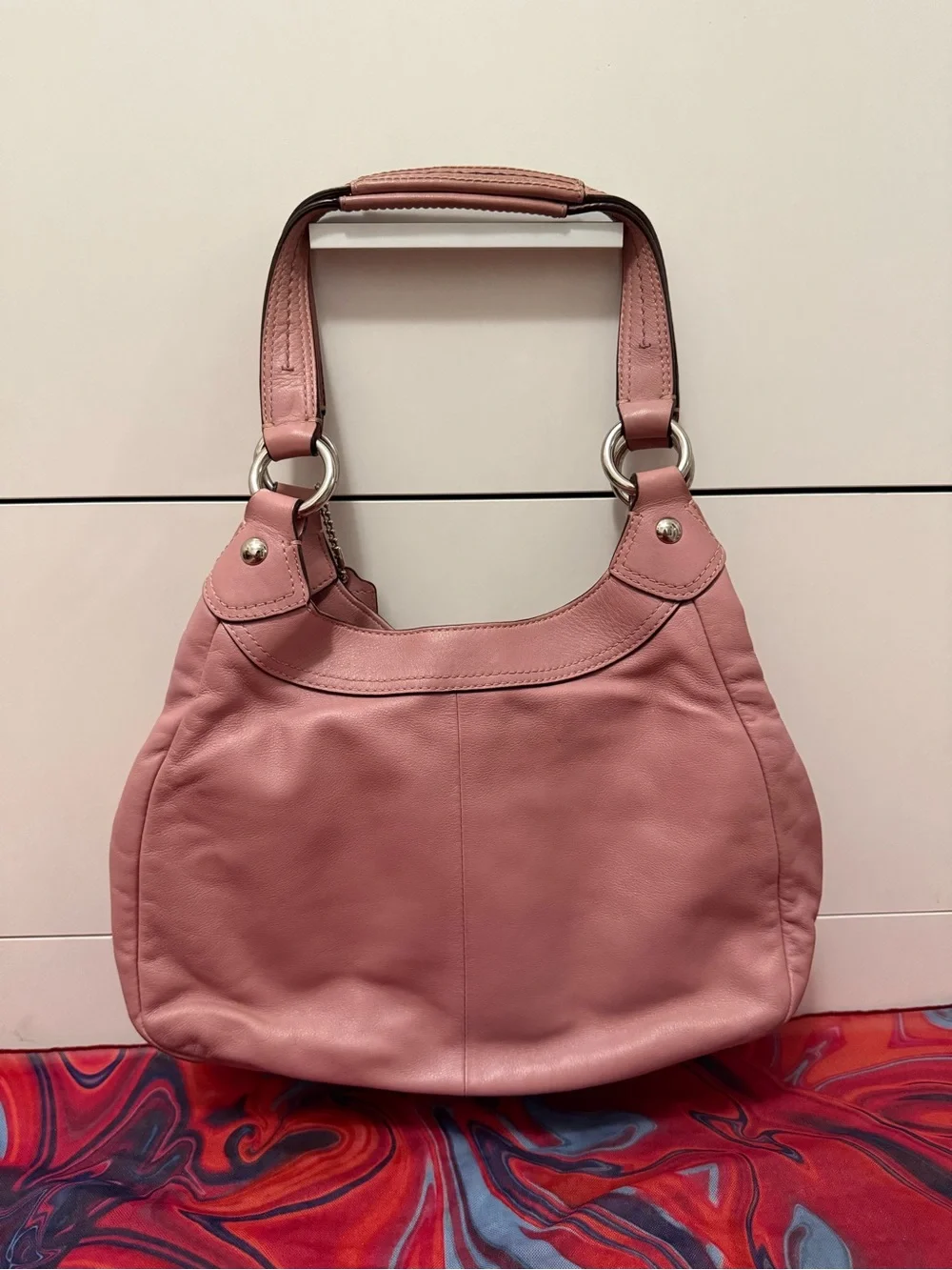 Rare Archival Vintage Y2K Coach Soho Shell Pink Leather Buckle Hobo